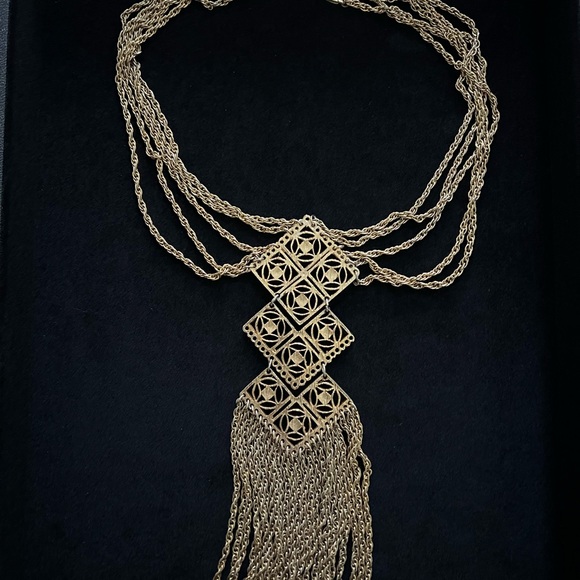Goldette Gold Filigree Medallion Tassel Necklace - Picture 1 of 2